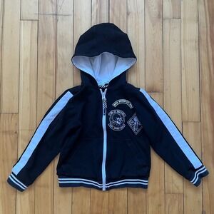 Little Marc Jacobs Boys Size 6 Black Rock Division Zip Up Hoodie Skull Patch
